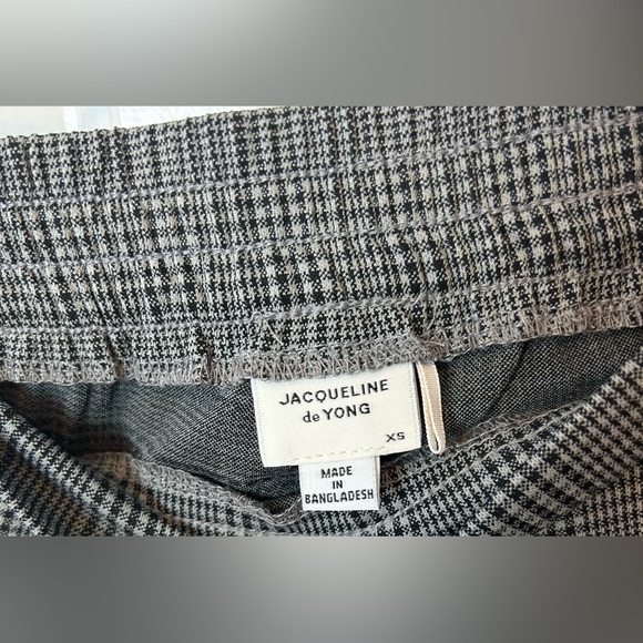 Jacqueline de Yong High Waist Trousers Black & Grey Check Pattern Business Style - Picture 3 of 10